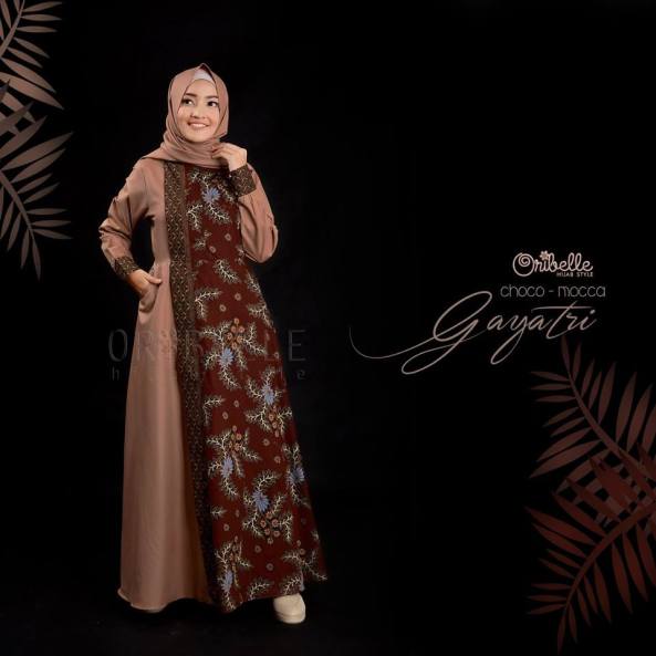 Baju Gamis Gayatri set Hijab by Oribelle HIjab Style (Choco-Mocca)