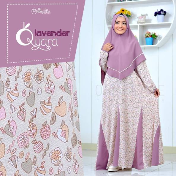 Baju Gamis Qyara set Khimar by Oribelle HIjab Style (Lavender)